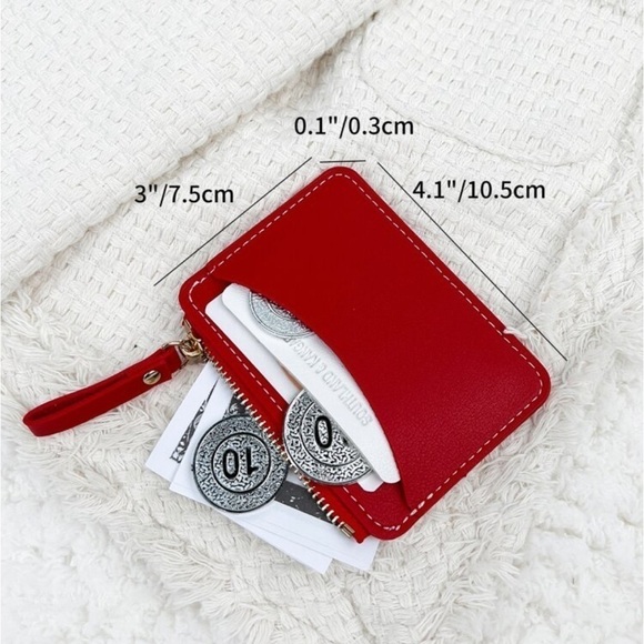 ⚠️Clearance Red Minimalistic Slim Wallet / Cardholder - Picture 2 of 4